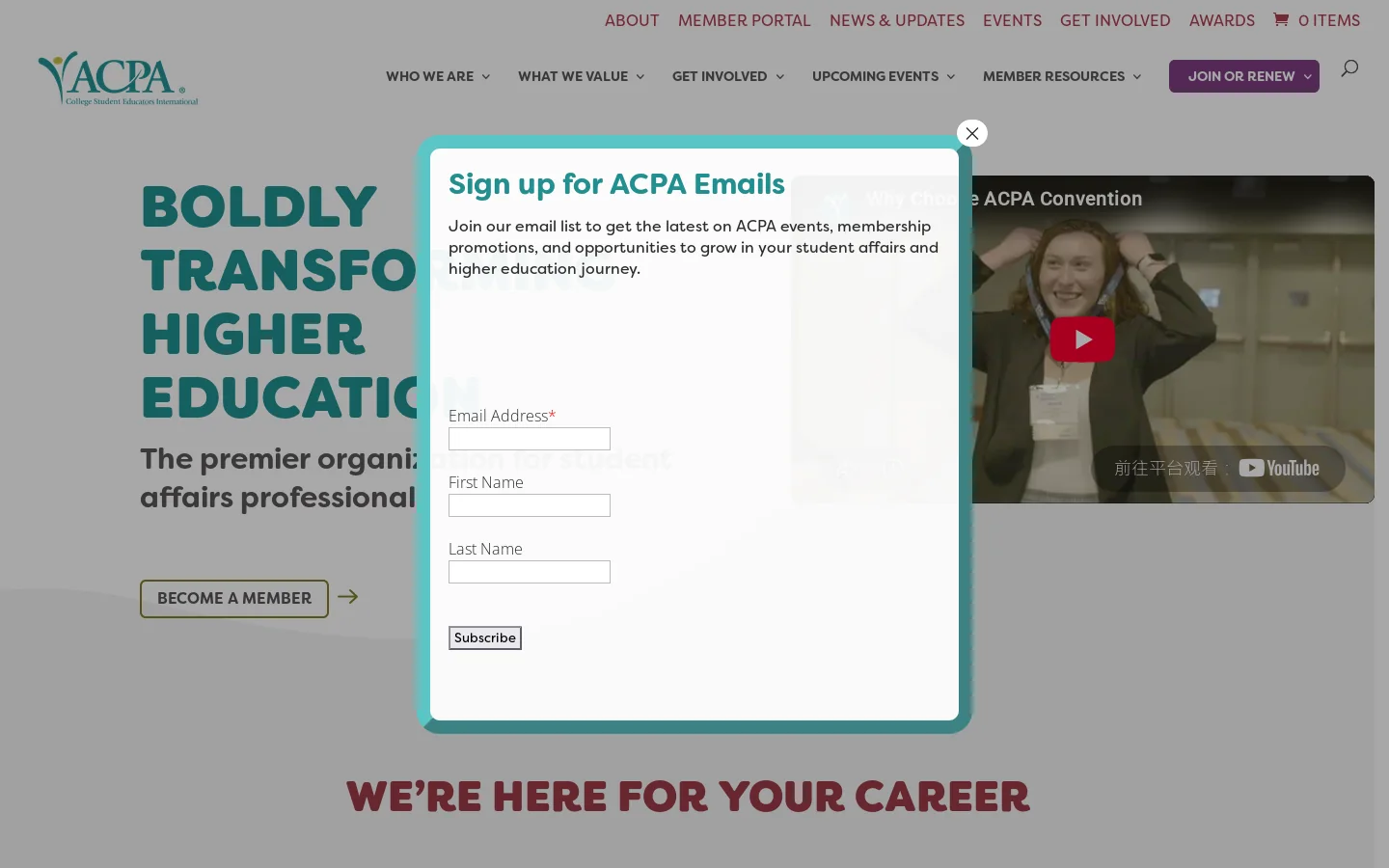 ACPA Homepage screenshot