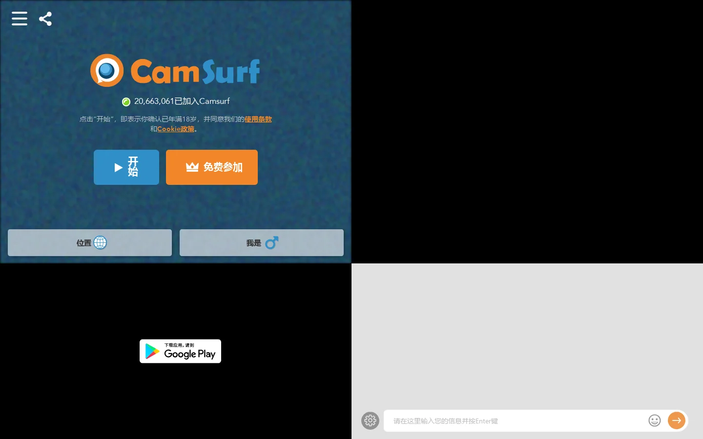 CamSurf：免费随机视频聊天 Homepage screenshot
