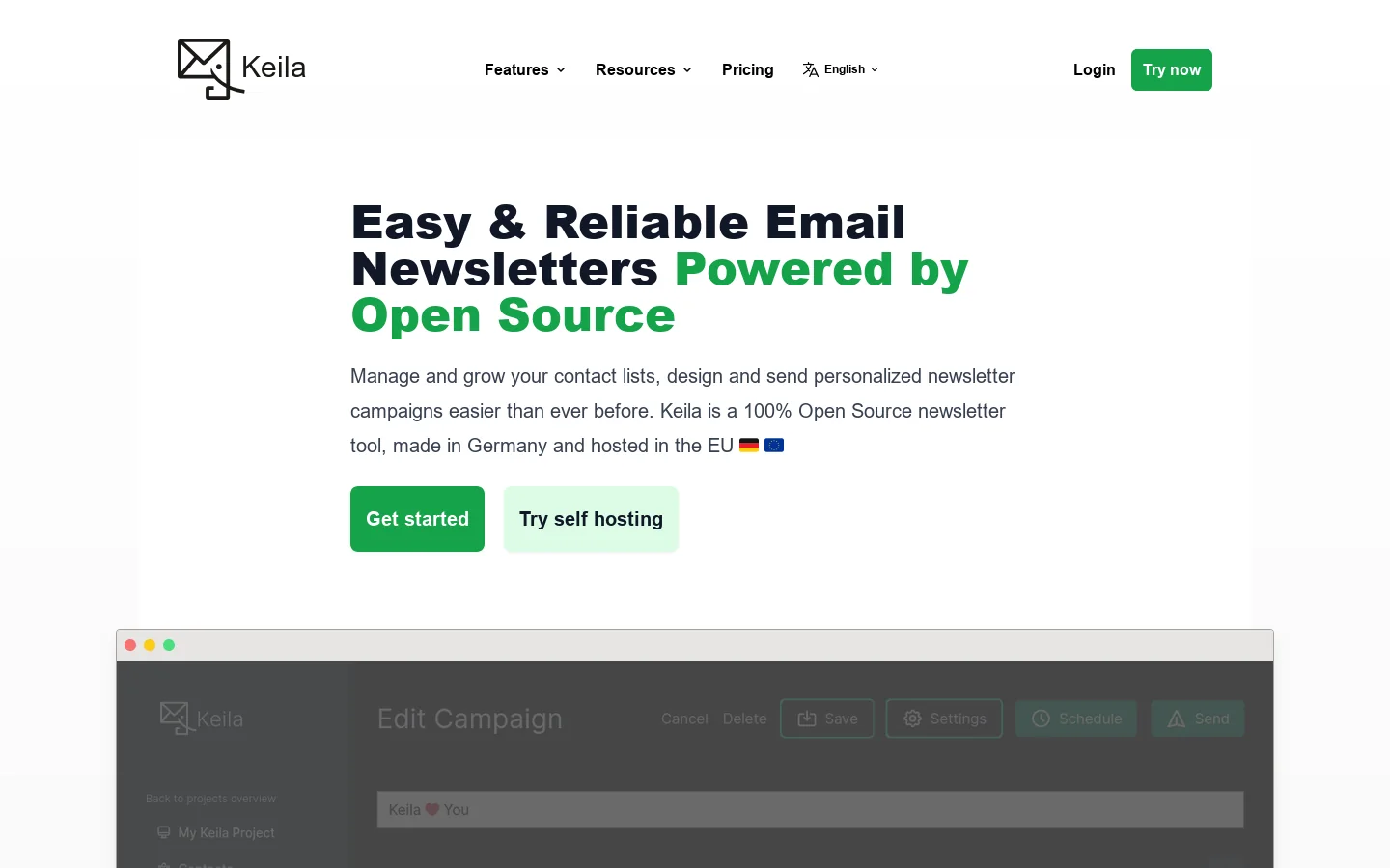 Keila Homepage screenshot