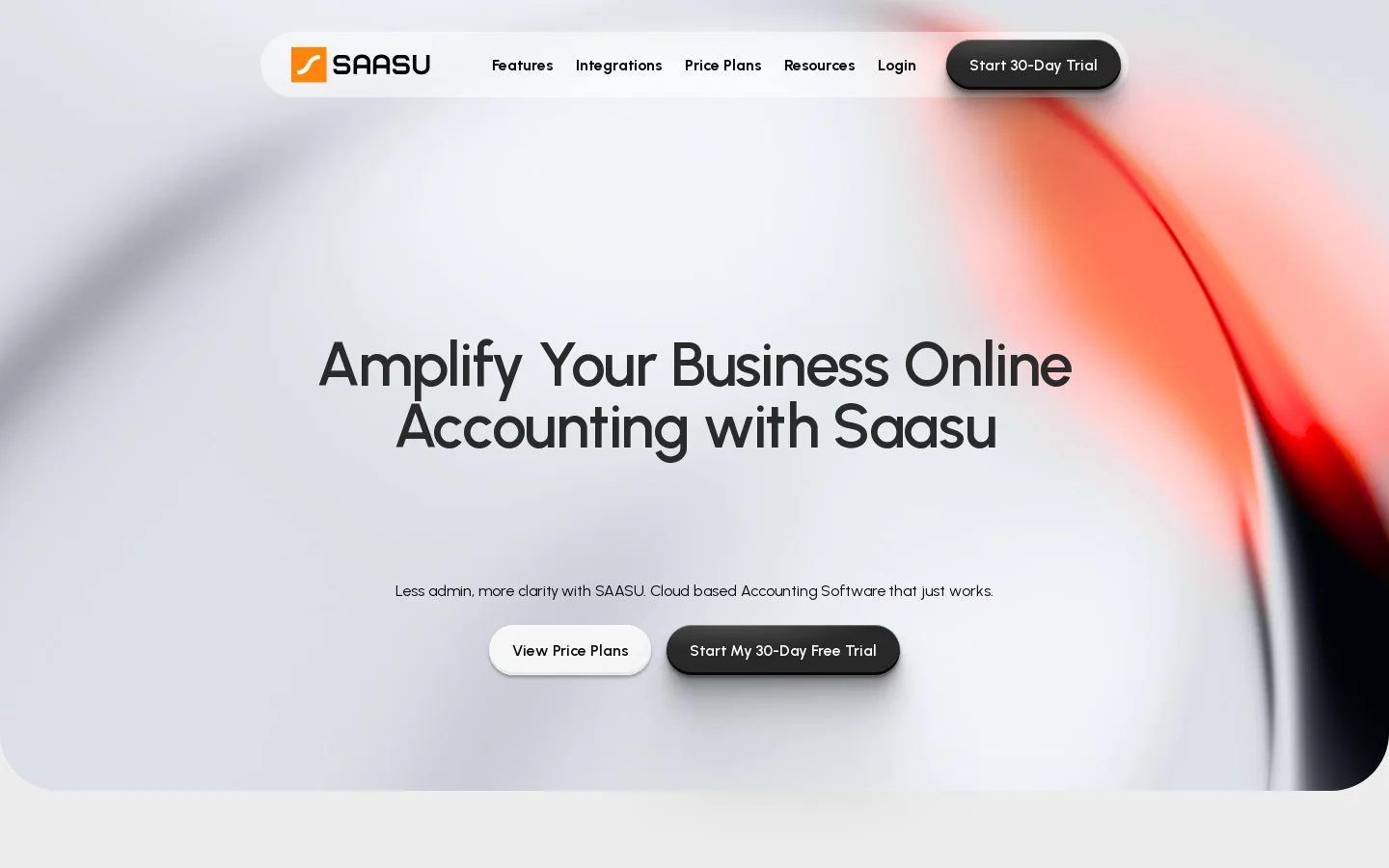 Saasu Homepage screenshot