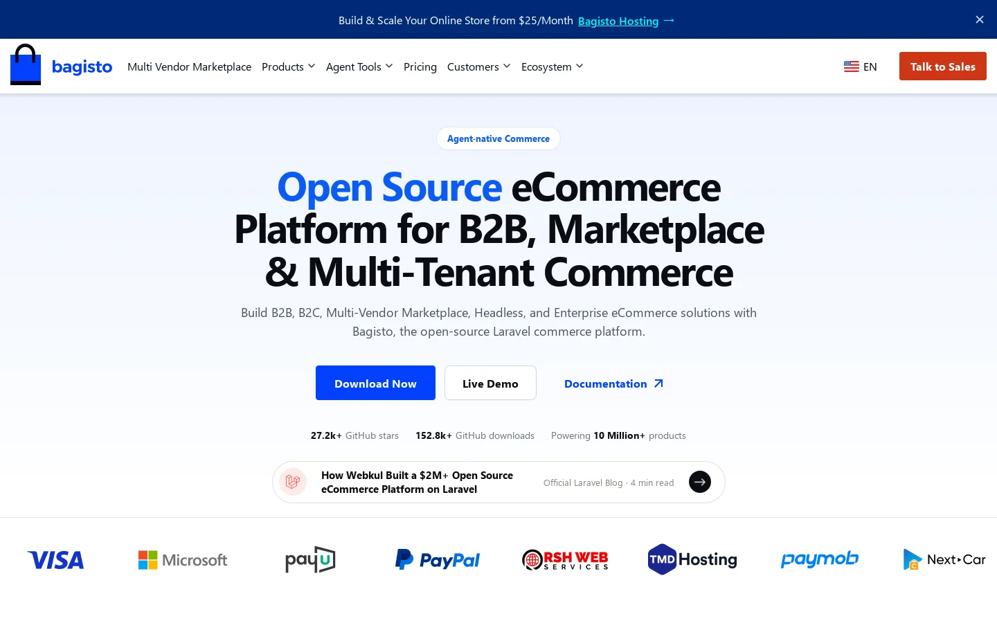 Bagisto Homepage screenshot
