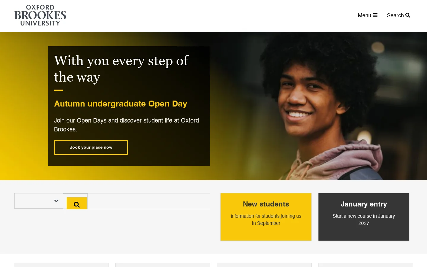 With you every step of the way - Oxford Brookes University Homepage screenshot