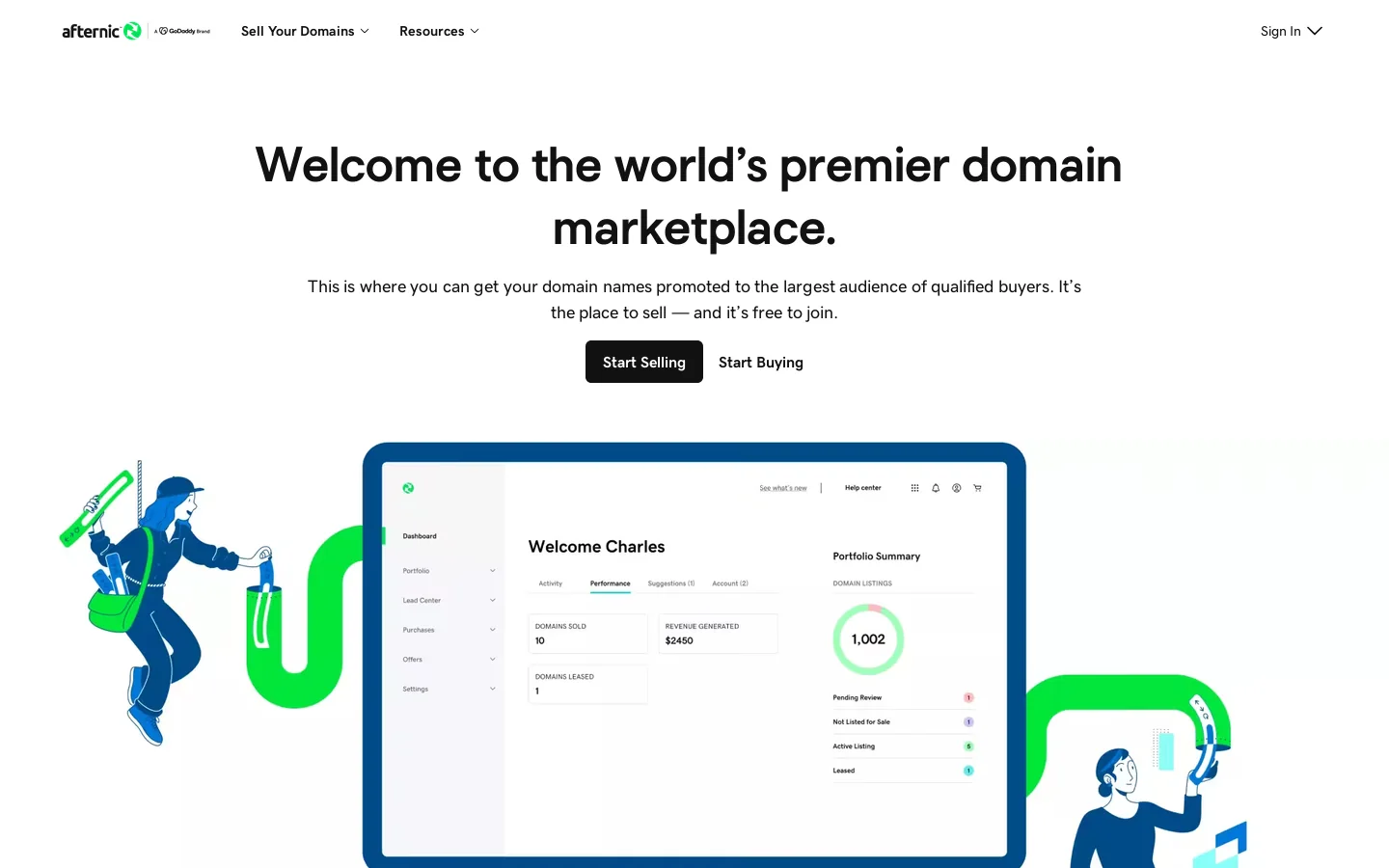 Sell Domains | Buy Domains | Park Domains - Afternic Homepage screenshot