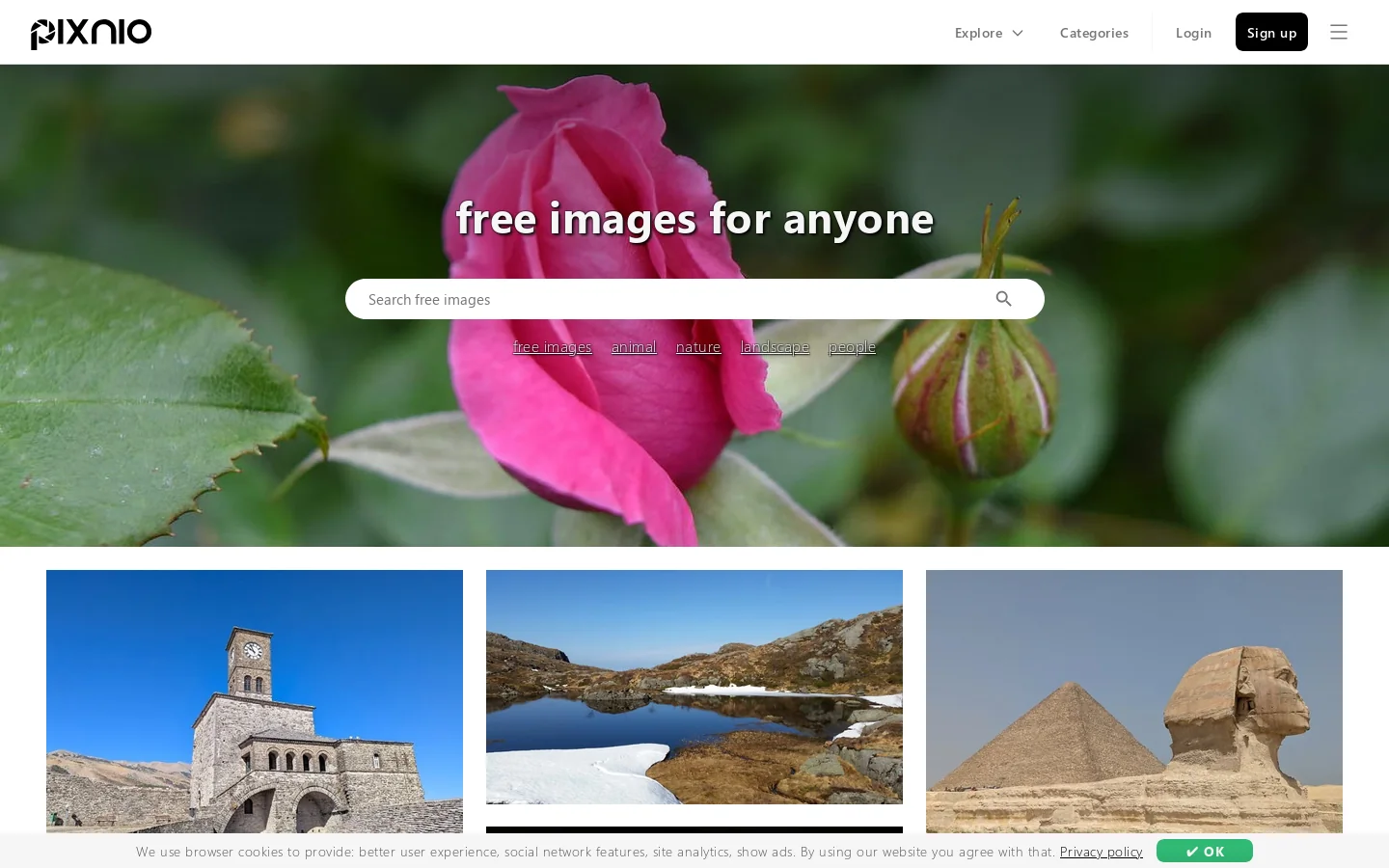 Pixnio Homepage screenshot