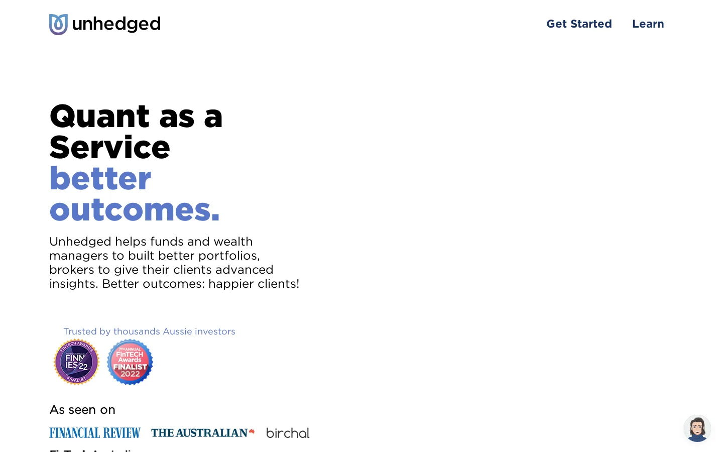 Unhedged Homepage screenshot
