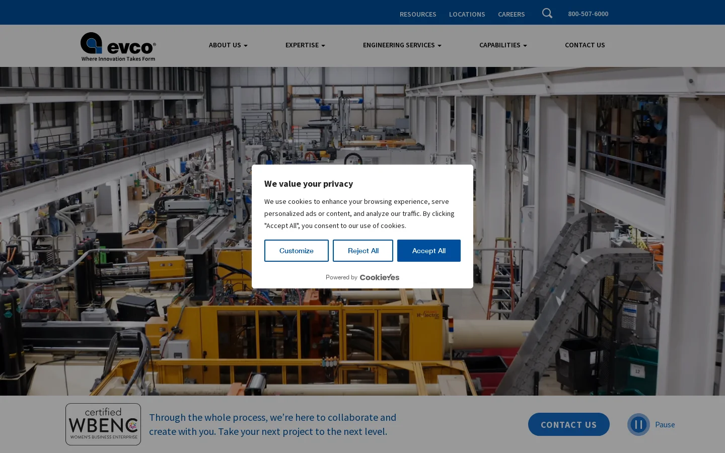 EVCO Plastics Homepage screenshot