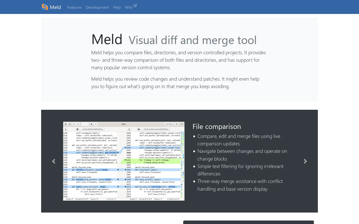 Meld Homepage screenshot