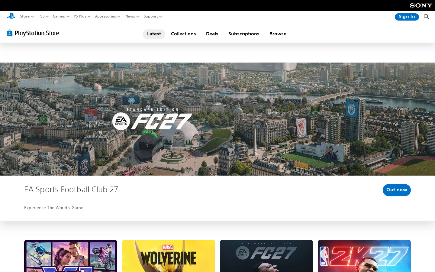 Latest | Official PlayStation™Store US Homepage screenshot