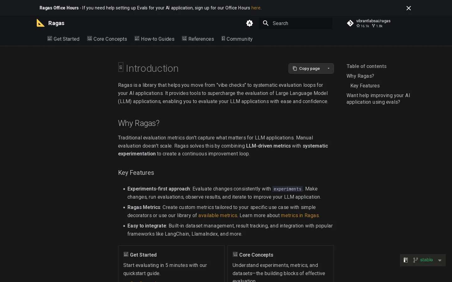 Ragas Homepage screenshot