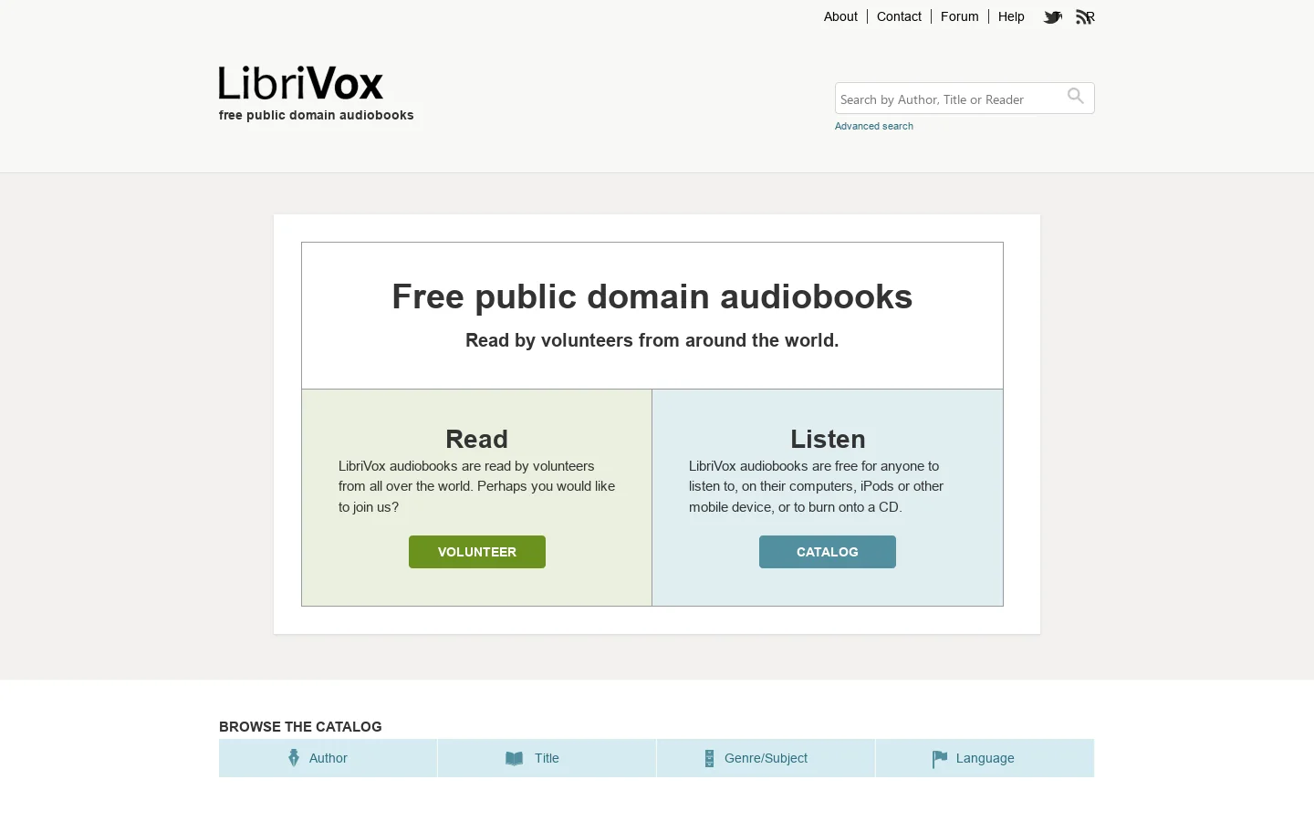 LibriVox Homepage screenshot