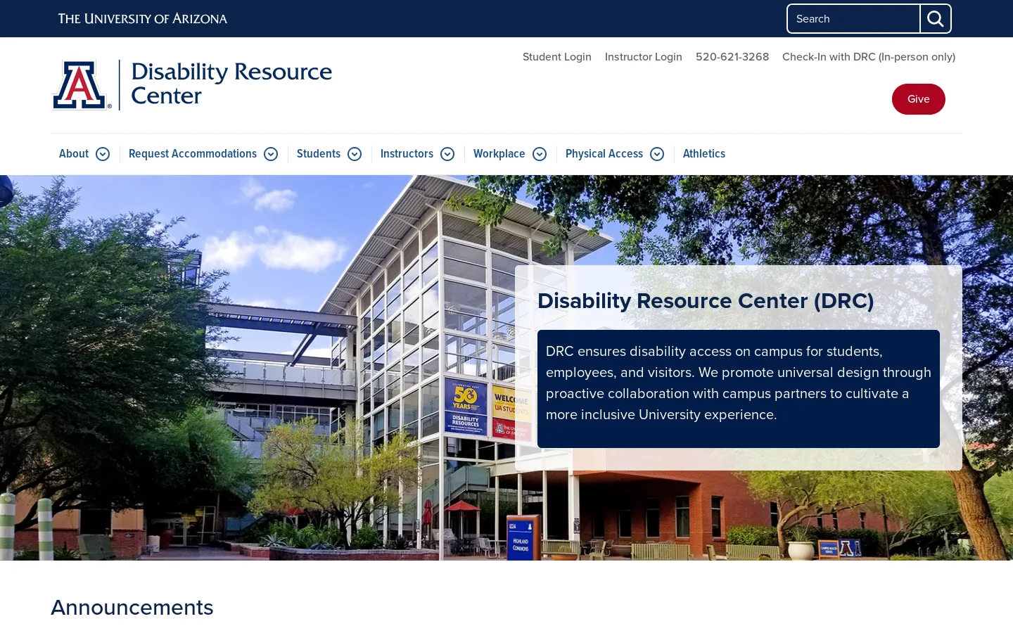 Welcome to the Disability Resource Center | Disability Resource Center Homepage screenshot