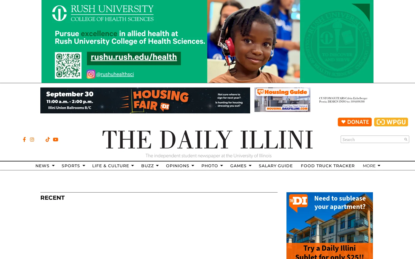 The Daily Illini - The independent student newspaper at the University of Illinois since 1871 Homepage screenshot