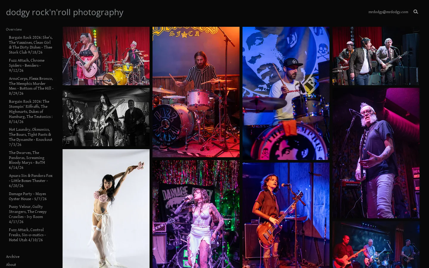 dodgy rock'n'roll photography Homepage screenshot