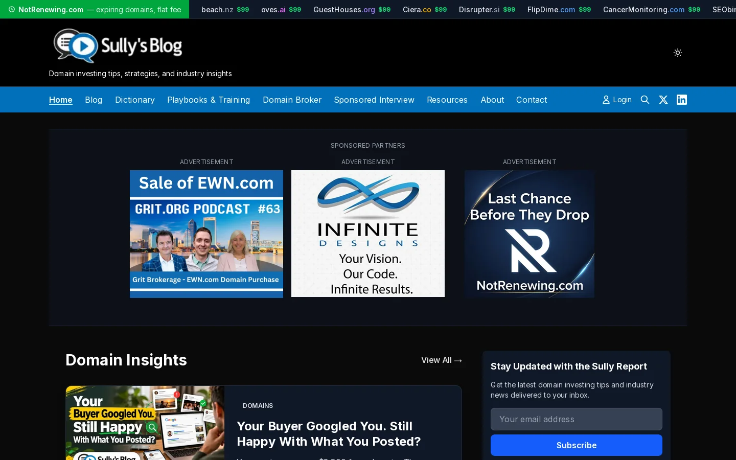SullysBlog.com Homepage screenshot