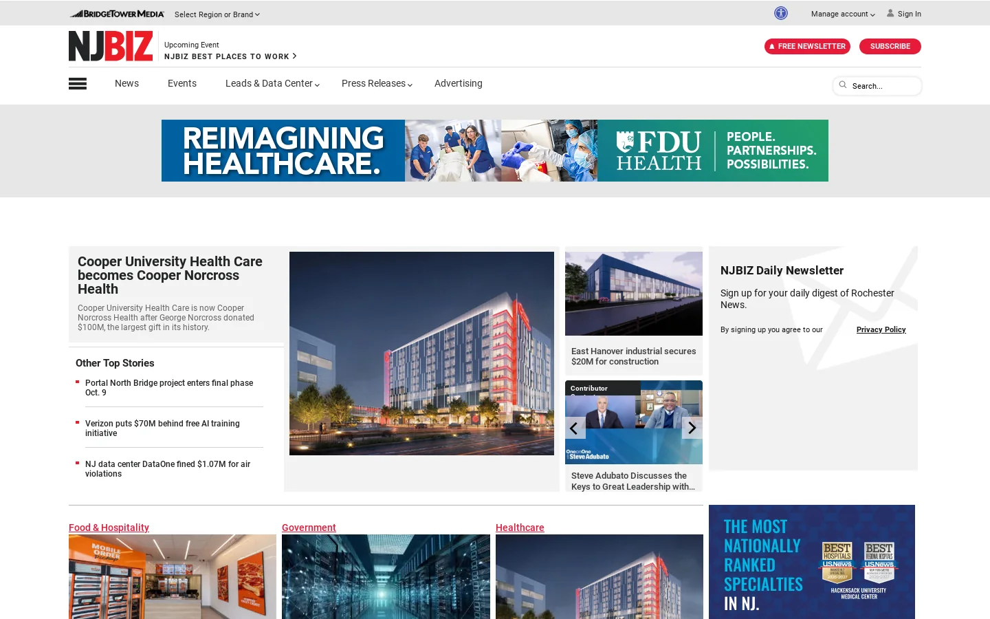 NJBIZ Homepage screenshot