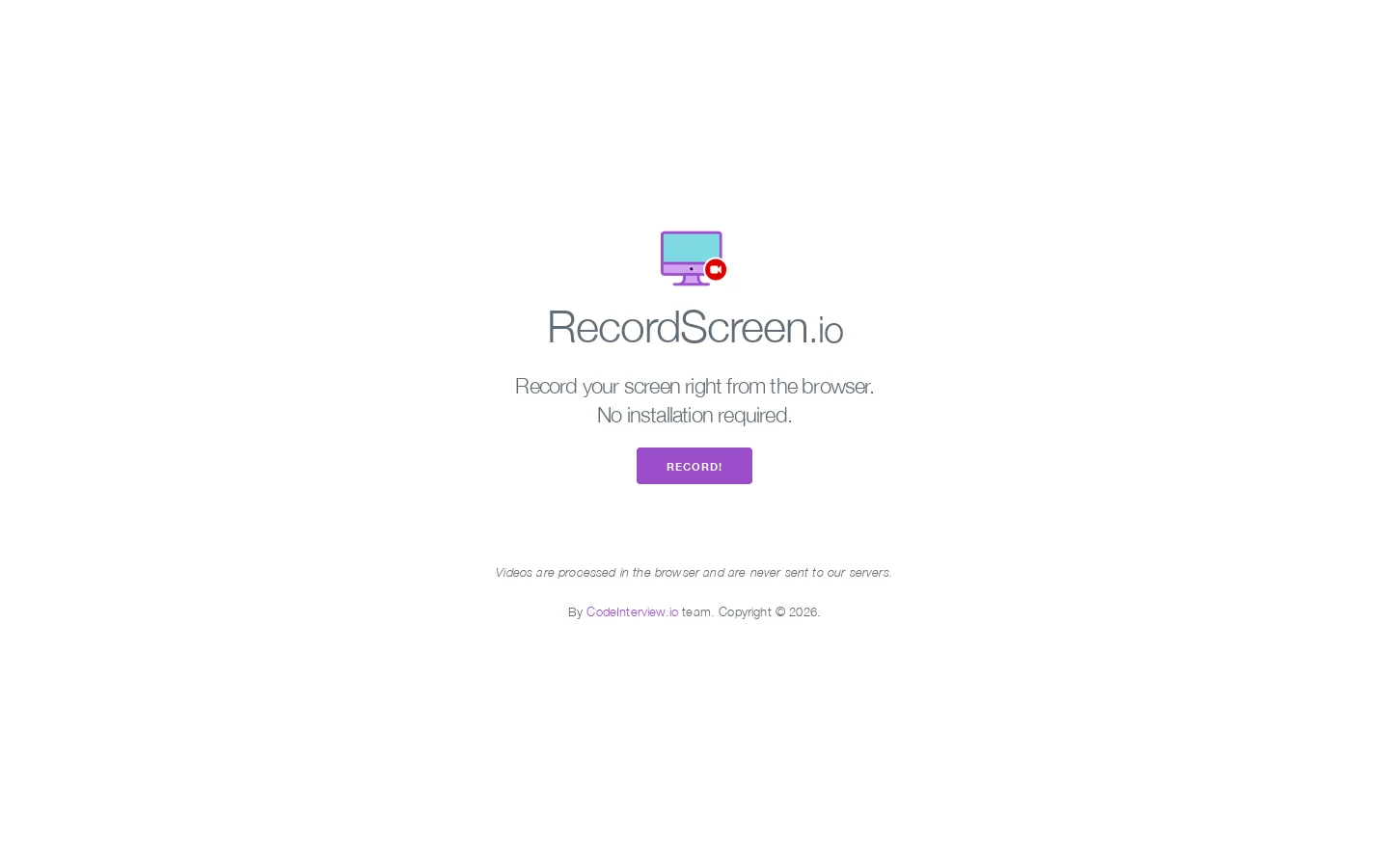 RecordScreen.io Homepage screenshot