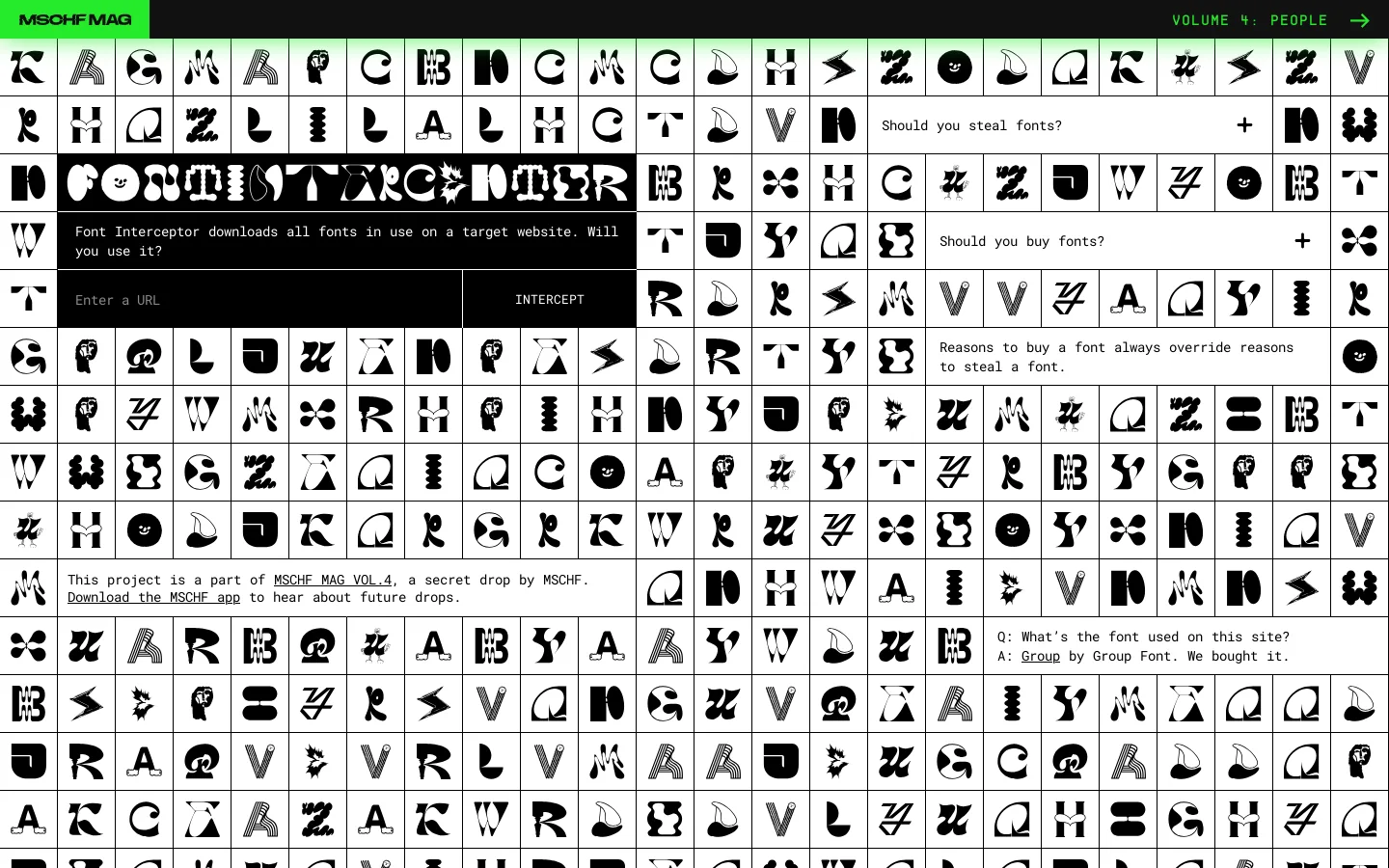 Font Interceptor Homepage screenshot