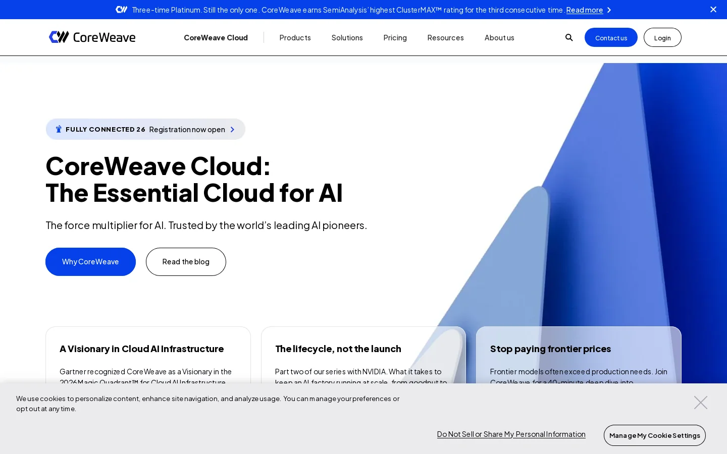 CoreWeave Homepage screenshot