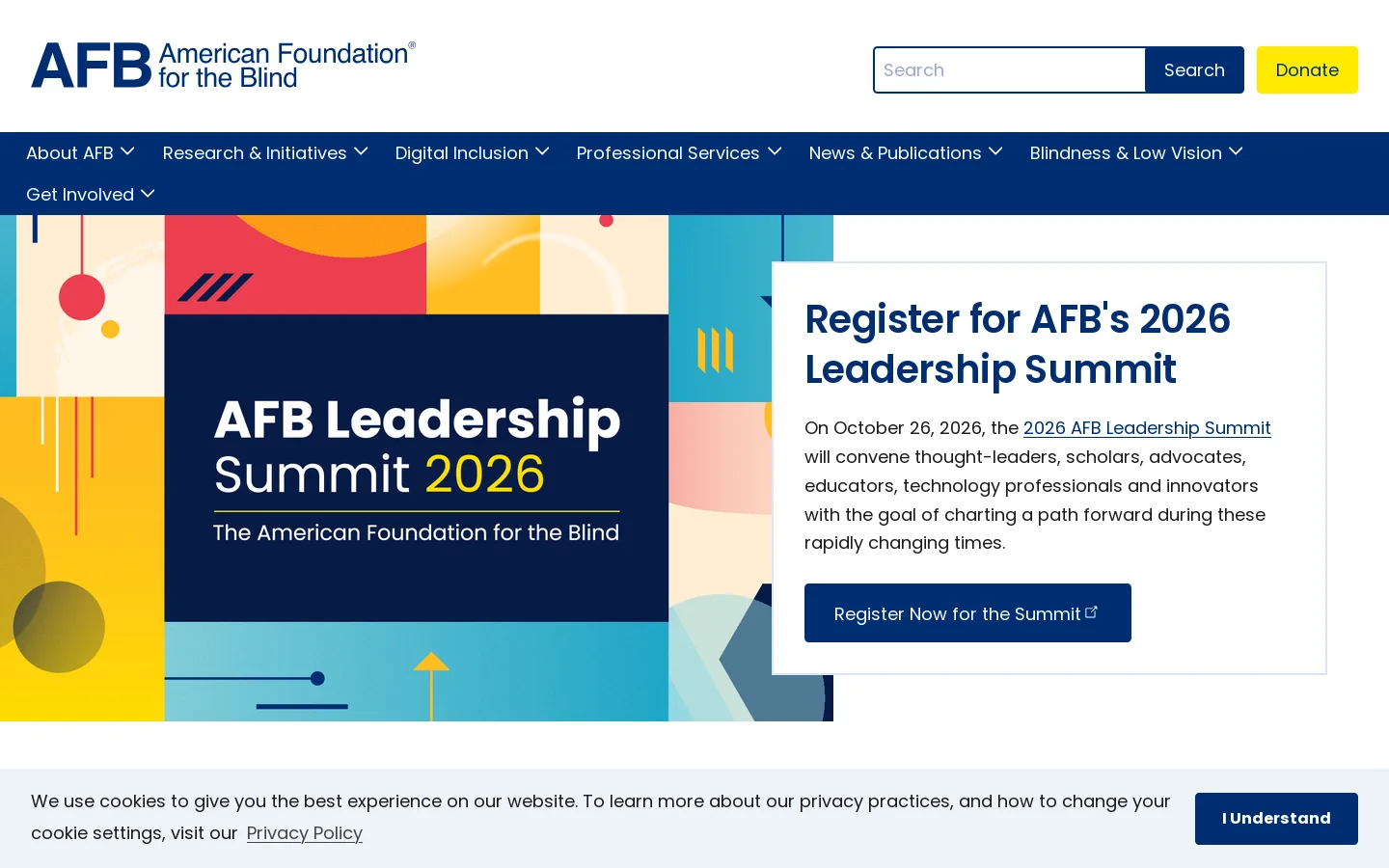 Home | American Foundation for the Blind Homepage screenshot