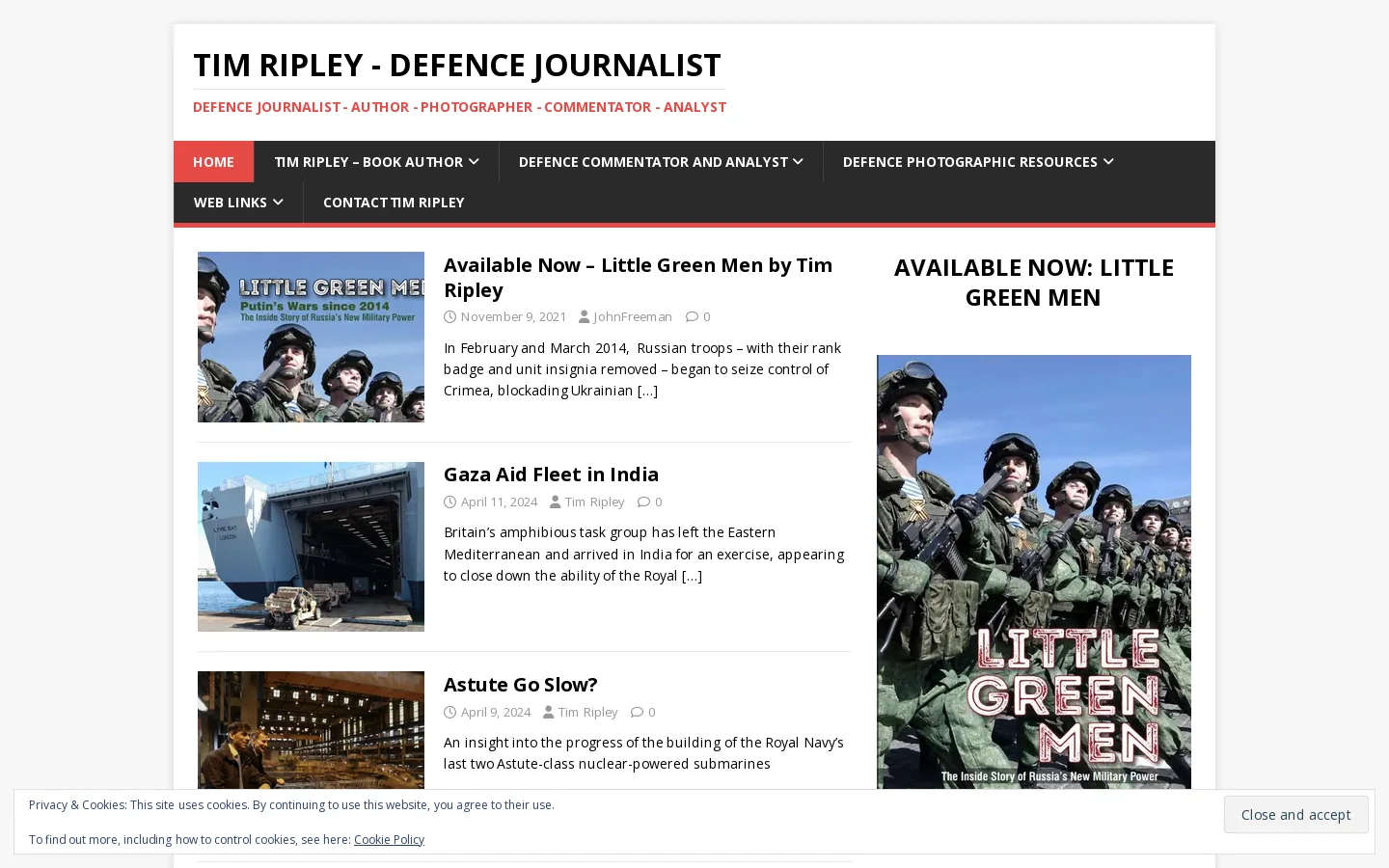 Tim Ripley Homepage screenshot