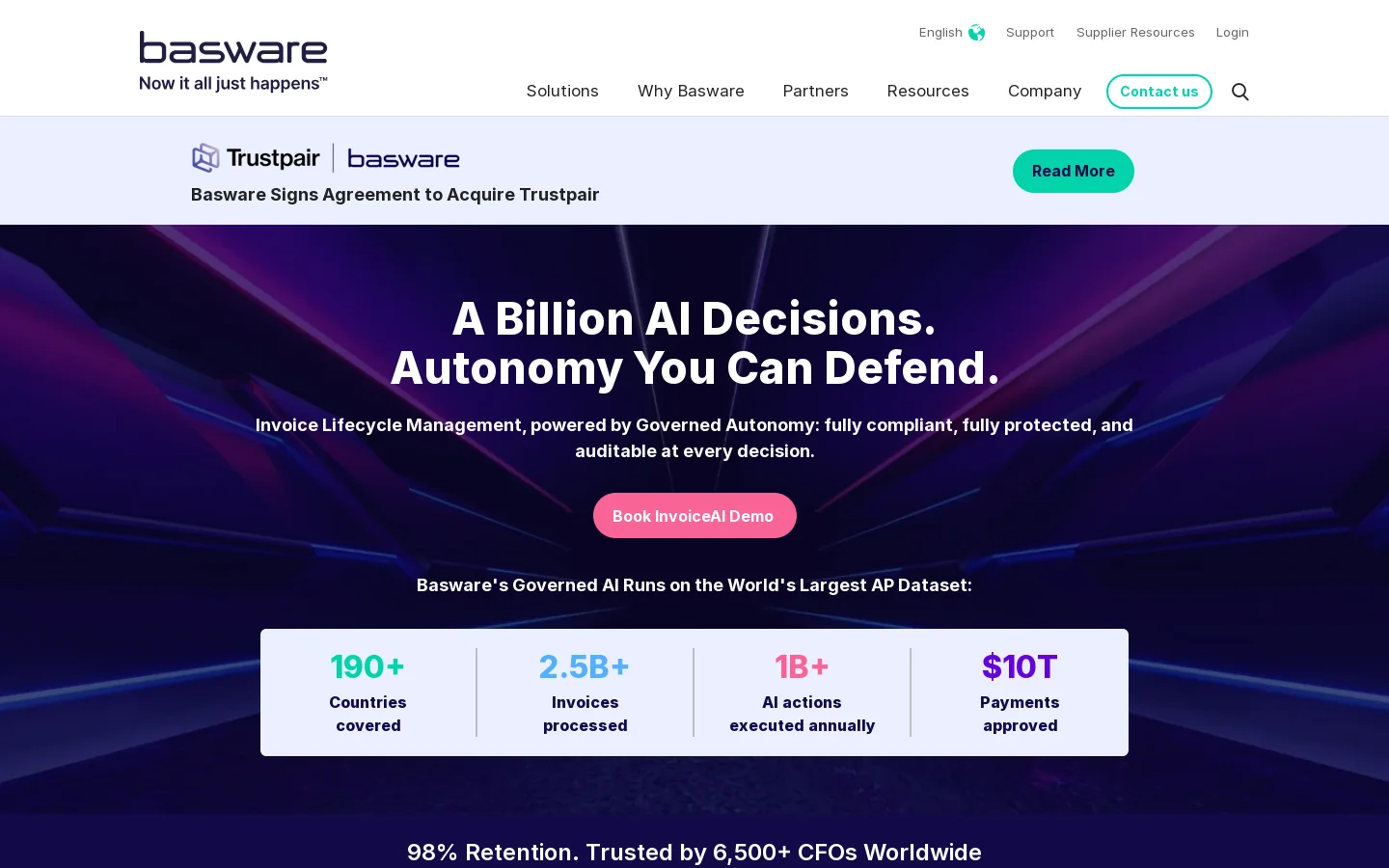 Basware Homepage screenshot