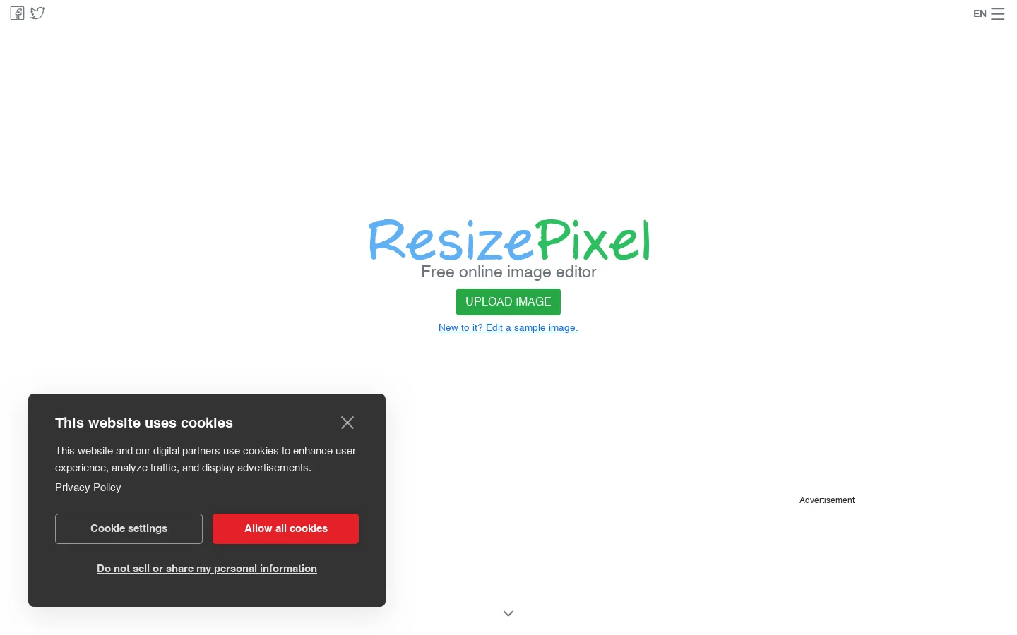 ResizePixel Homepage screenshot