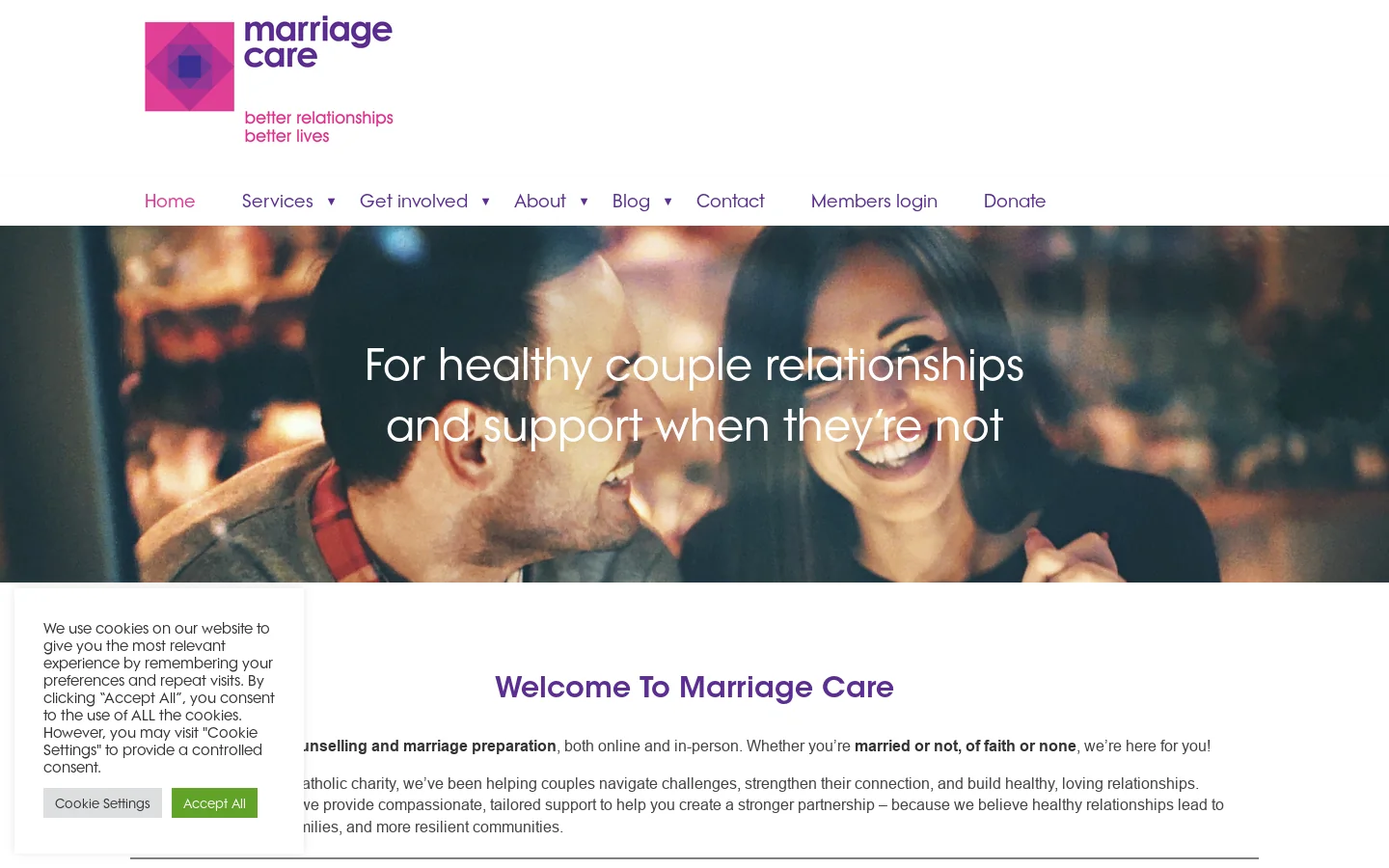 Marriage Care Homepage screenshot