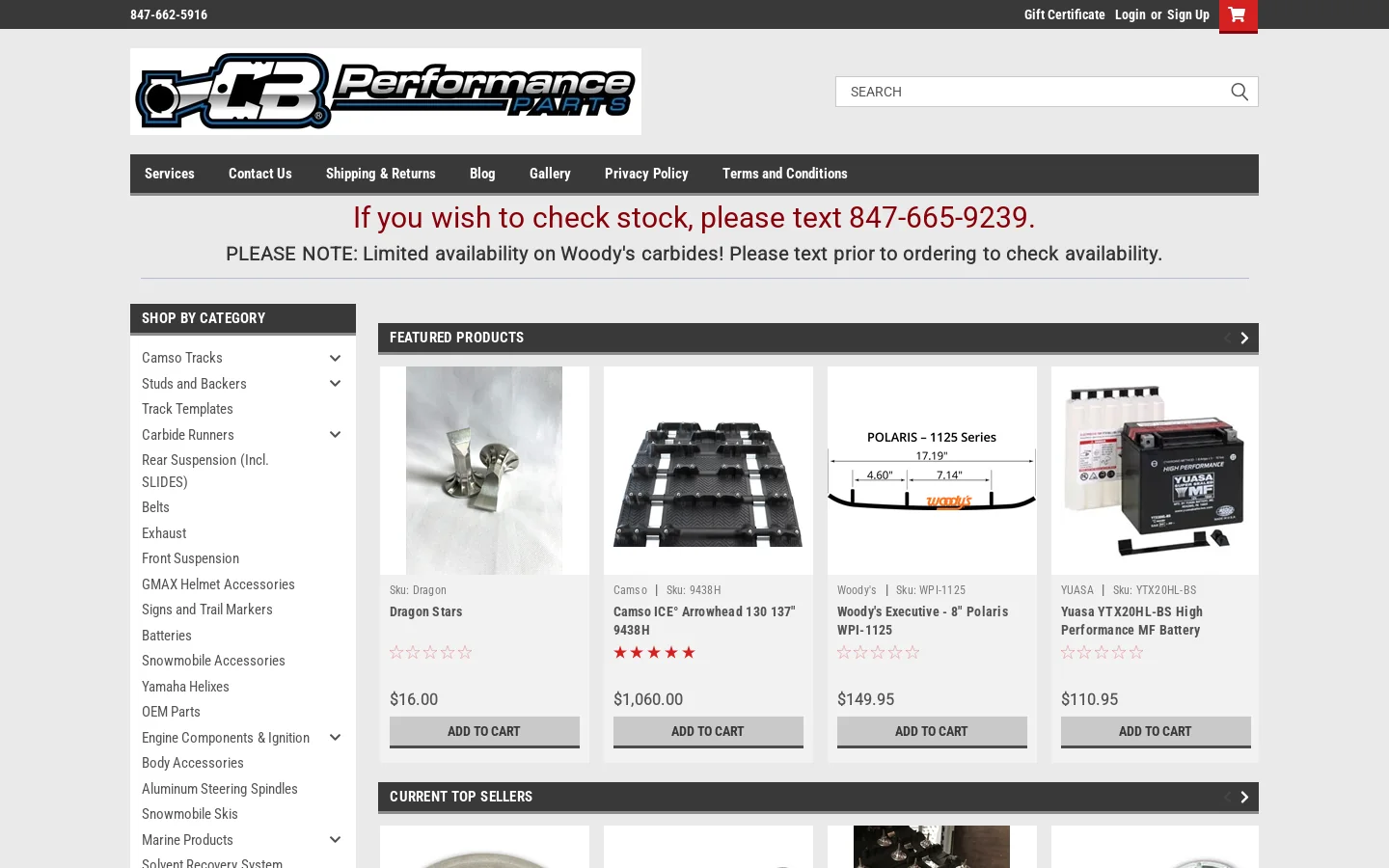 Snowmobile Accessories, Parts, and Service Online Chicago IL Homepage screenshot