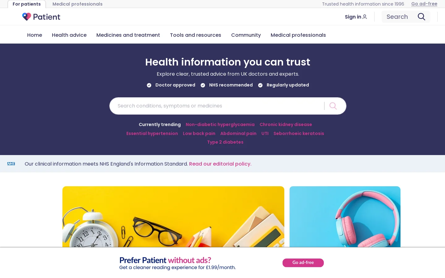 Patient.info Homepage screenshot