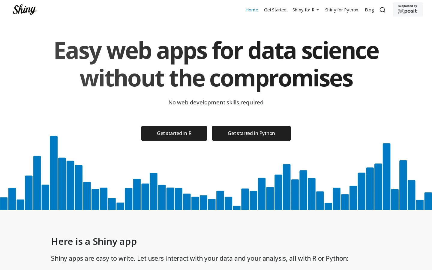 Shiny Homepage screenshot
