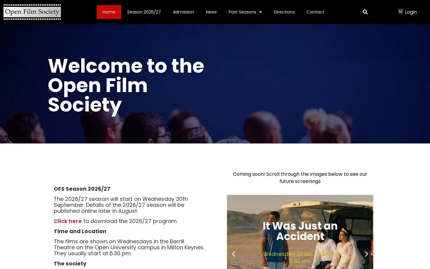 Open Film Society Homepage screenshot