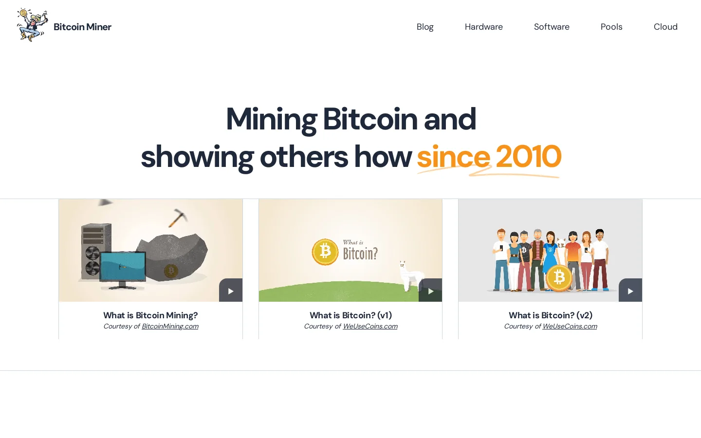Bitcoin Miner Homepage screenshot