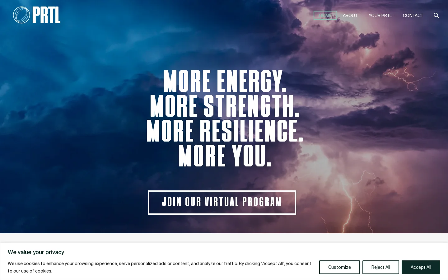 PRTL Homepage screenshot