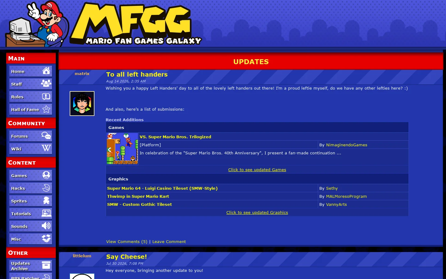 MFGG Homepage screenshot