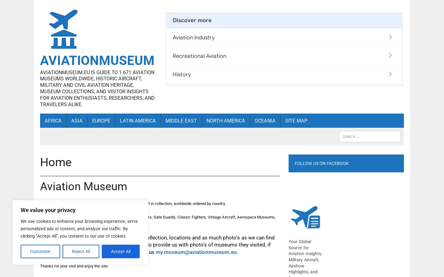 AviationMuseum Homepage screenshot