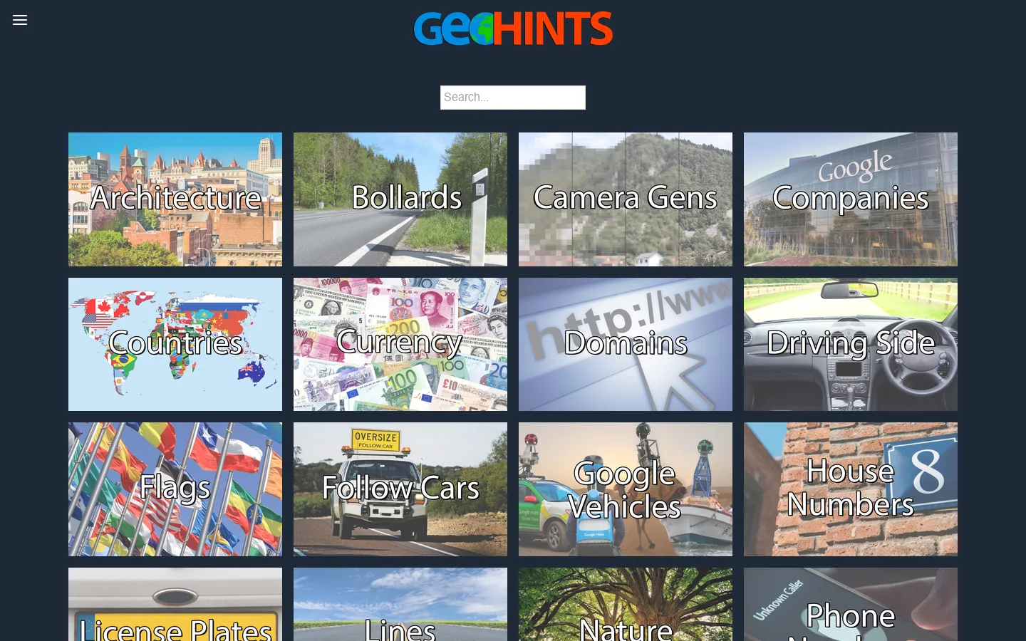 GeoHints Homepage screenshot