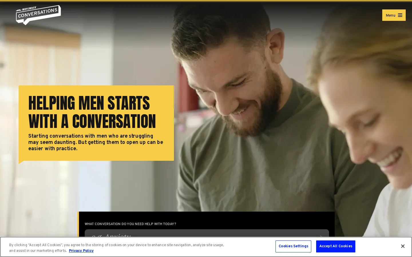 Movember Conversations | Movember Conversations Homepage screenshot