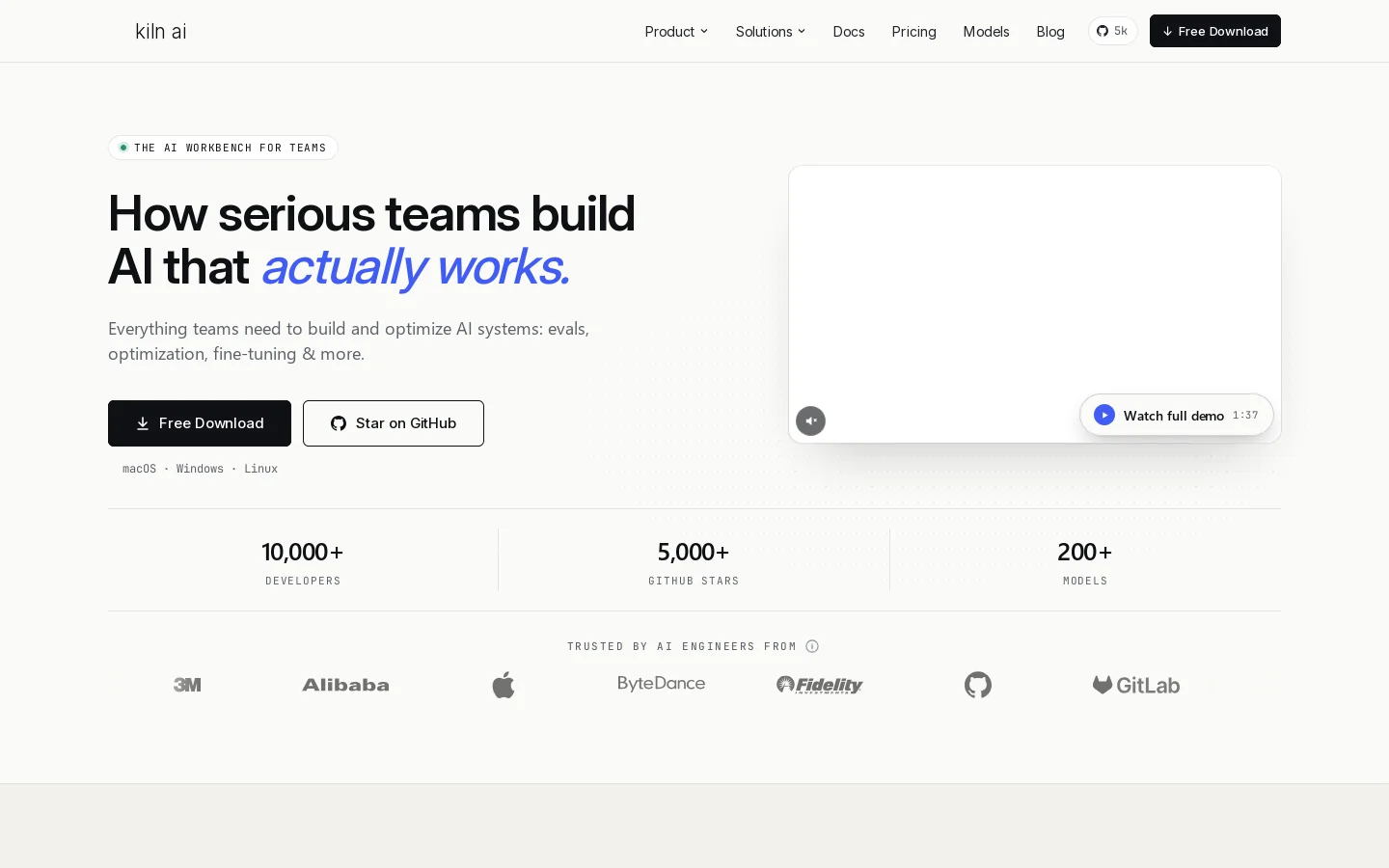 Kiln AI Homepage screenshot