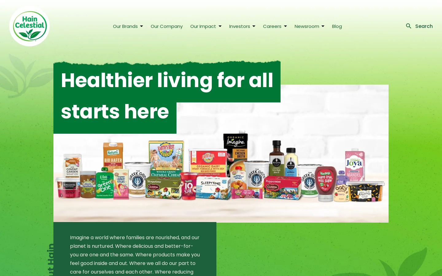 Hain Celestial Homepage screenshot