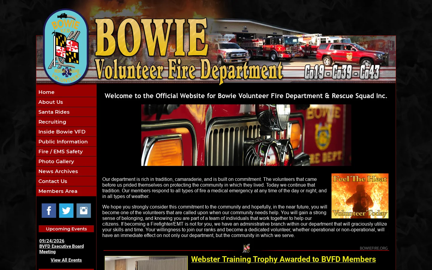 Bowie Volunteer Fire Department & Rescue Squad Inc. - Prince Georges County, MD Homepage screenshot