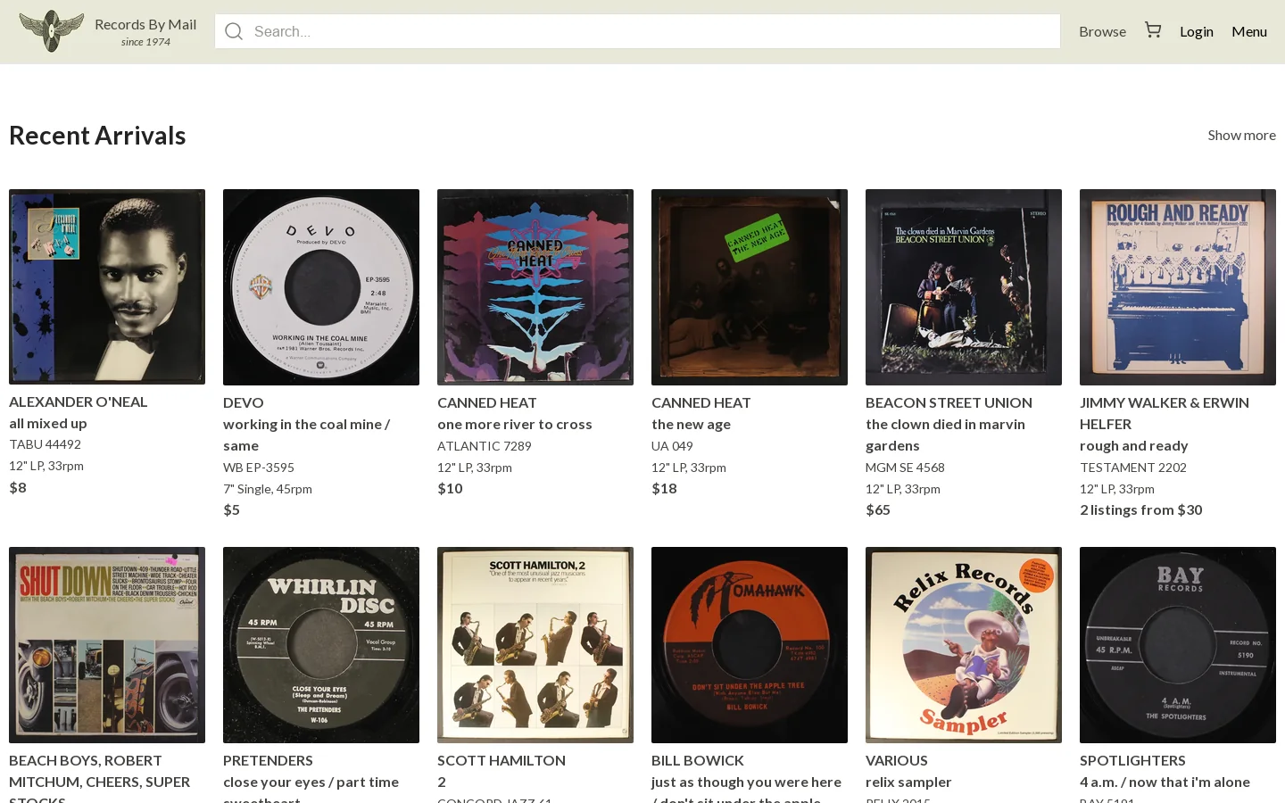 Collectible Vinyl Records, CDs & Cassettes Homepage screenshot