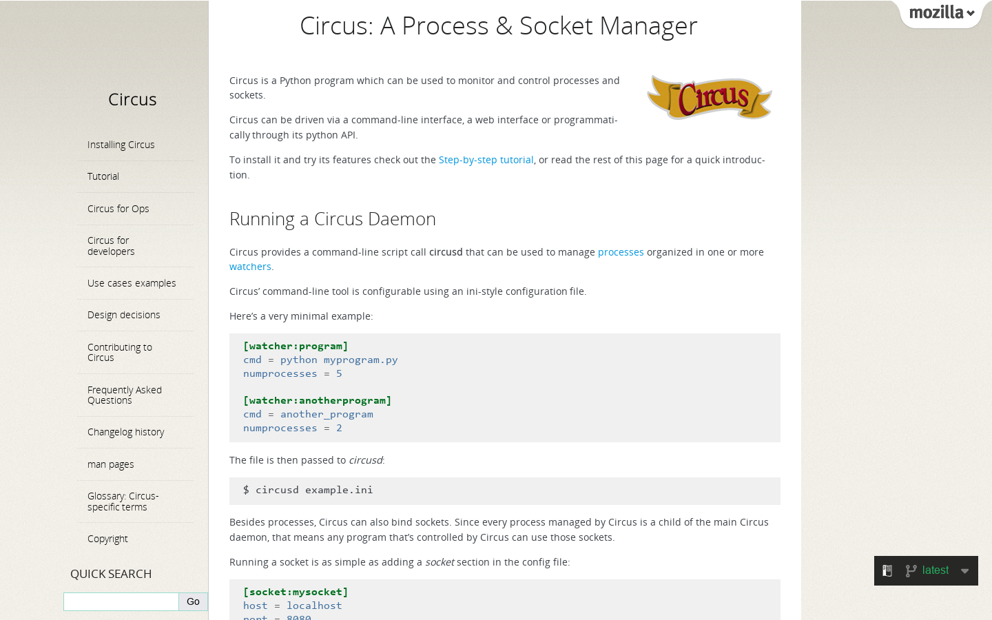 Circus Homepage screenshot