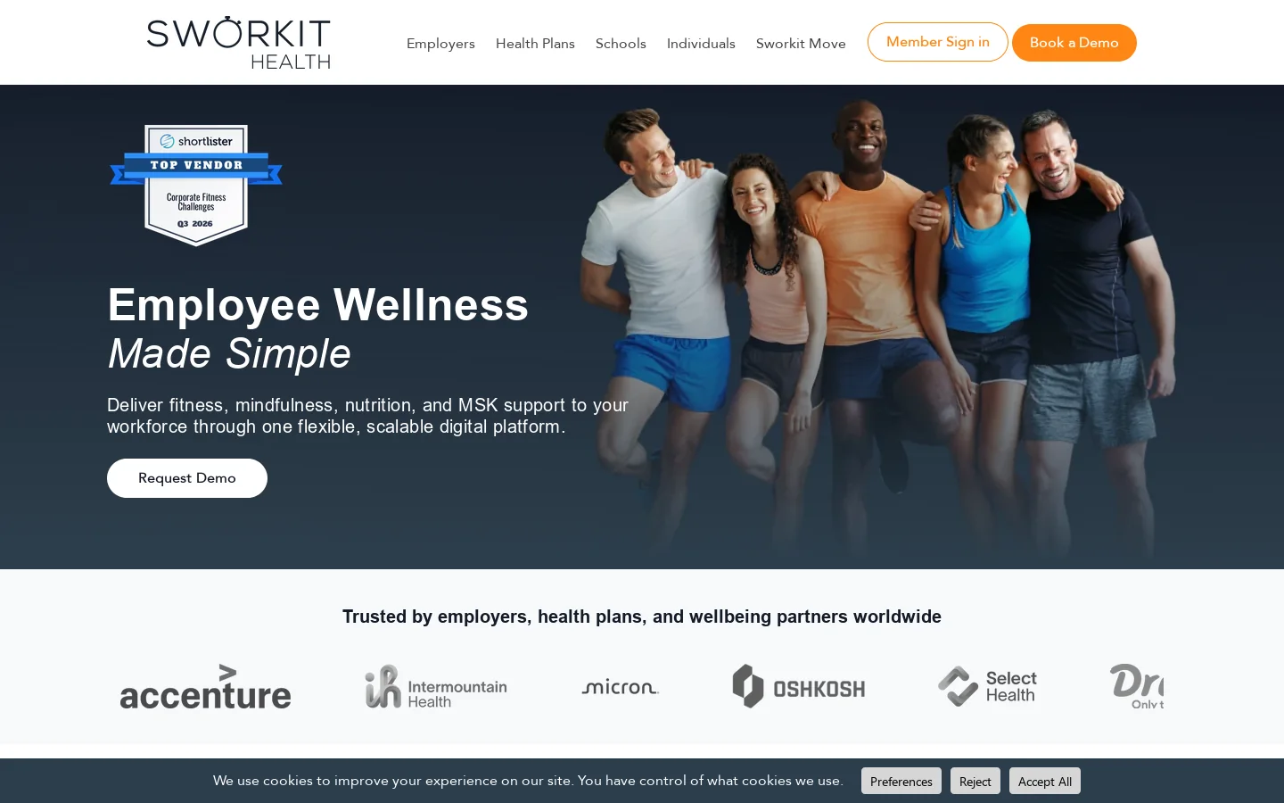 Sworkit Health Homepage screenshot