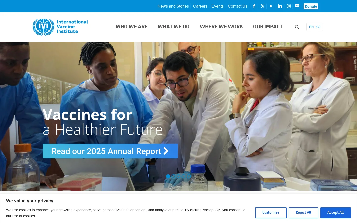 International Vaccine Institute Homepage screenshot