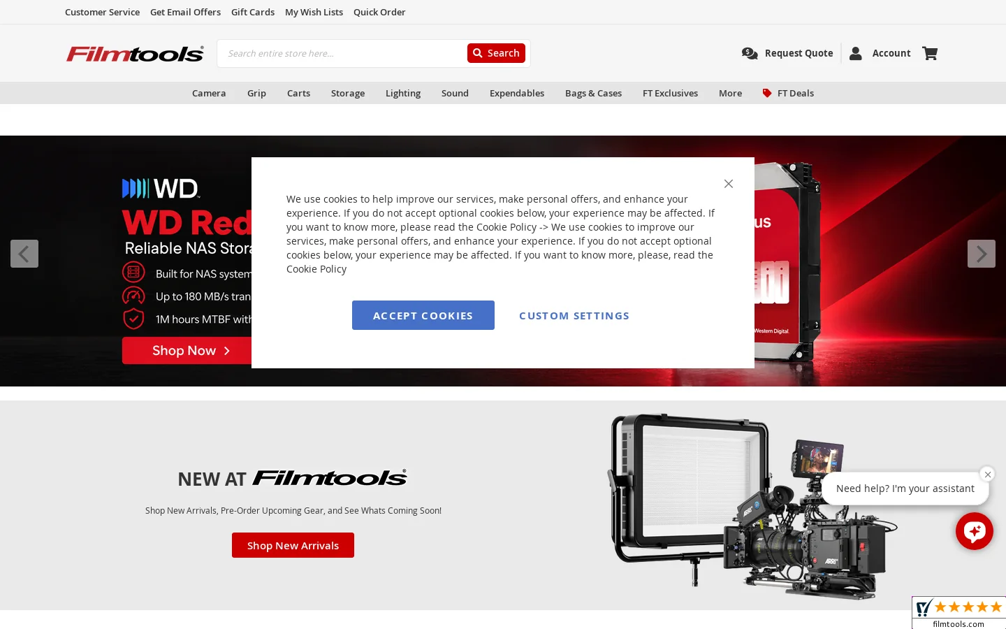 Filmtools Homepage screenshot