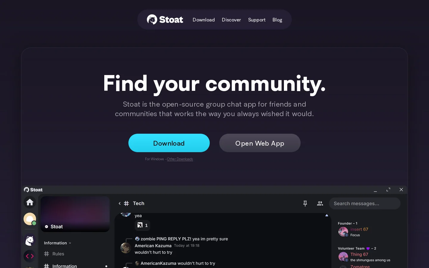Stoat Homepage screenshot