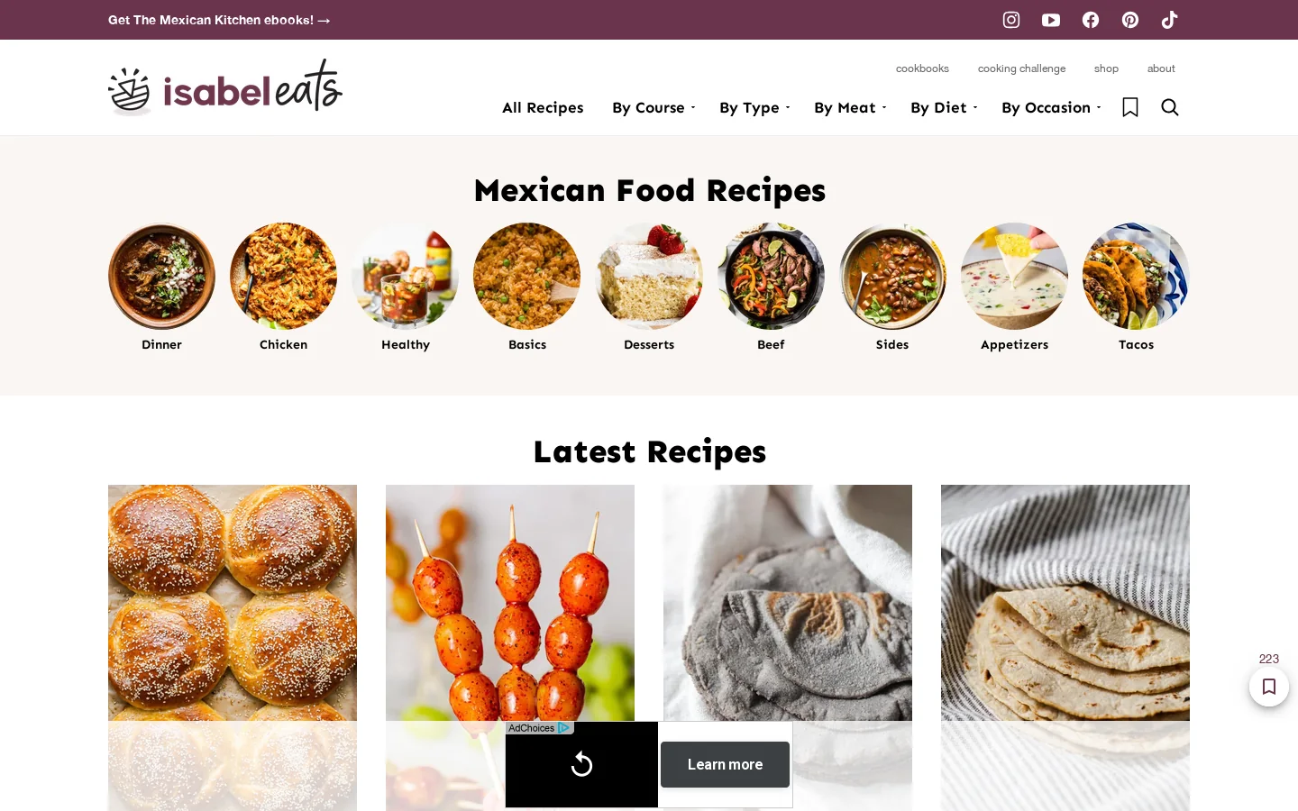 Isabel Eats Homepage screenshot