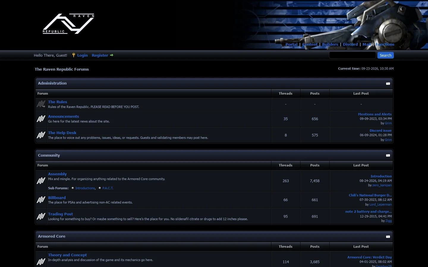 The Raven Republic Forums Homepage screenshot