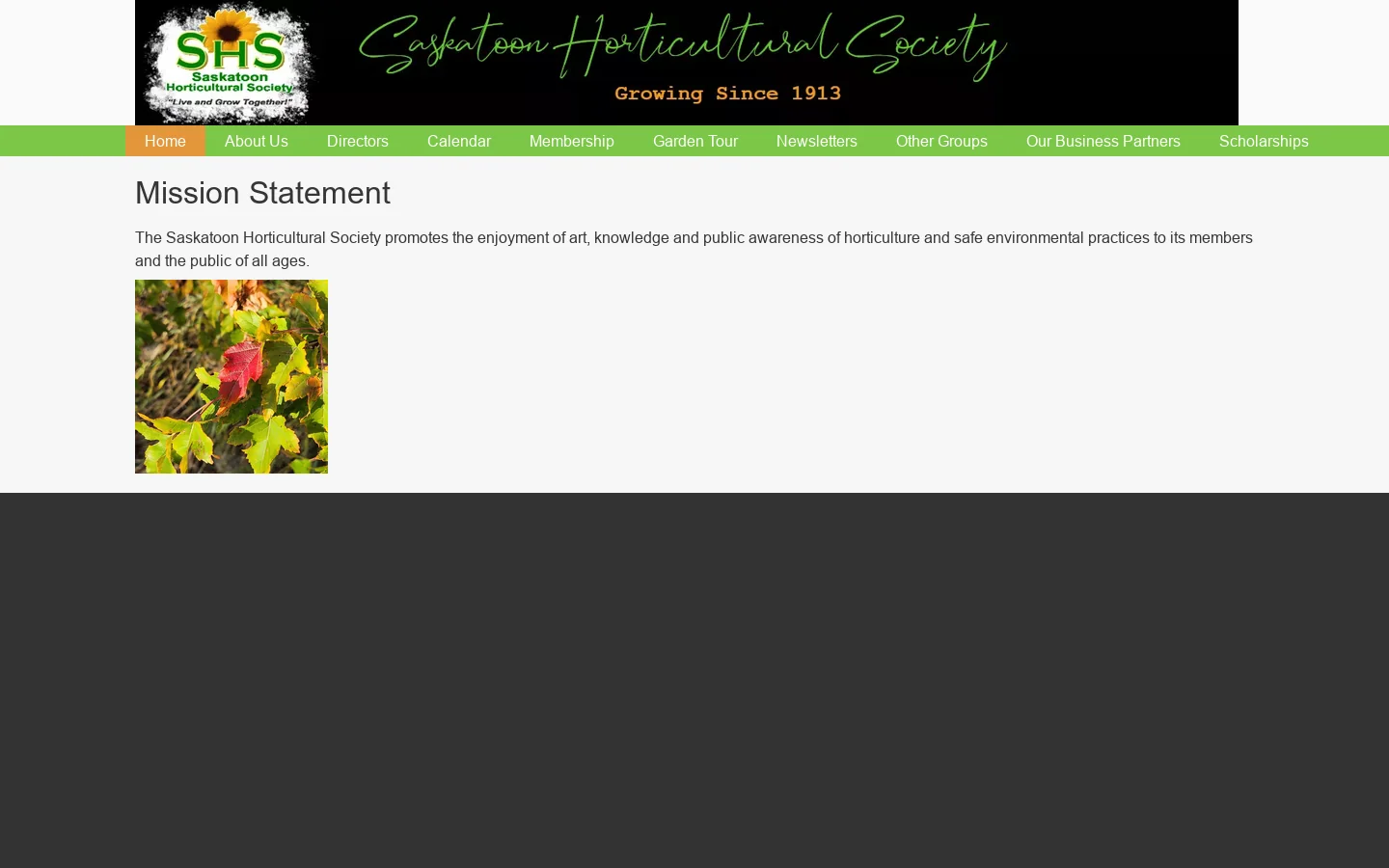 Home | Saskatoon Horticulture Society Homepage screenshot