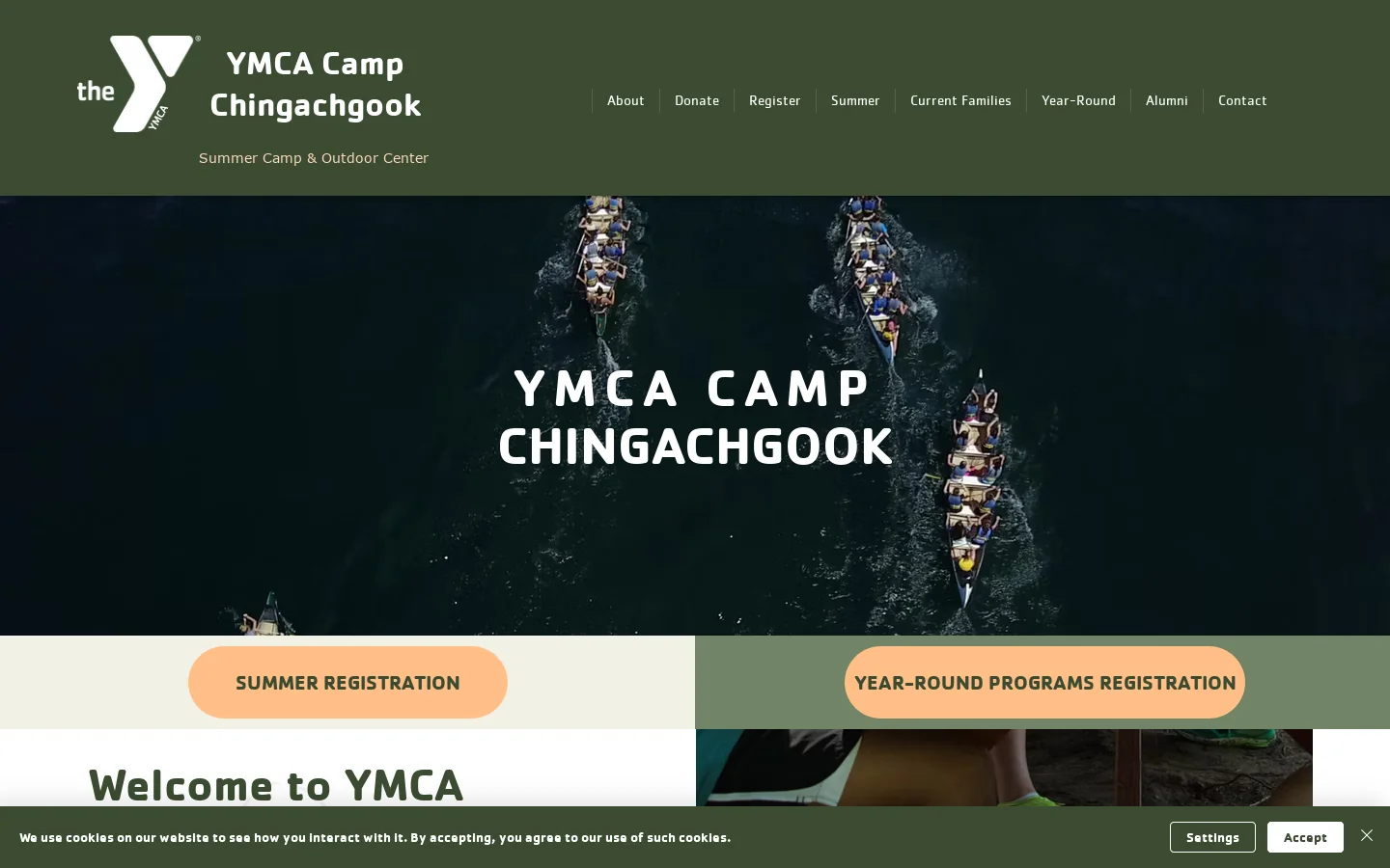 Summer Camp | YMCA Camp Chingachgook | New York Homepage screenshot